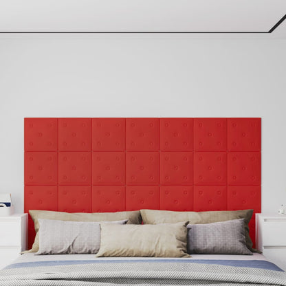 Wandpanelen 1,08 M² Kunstleer 30 x 30 cm Wijnrood