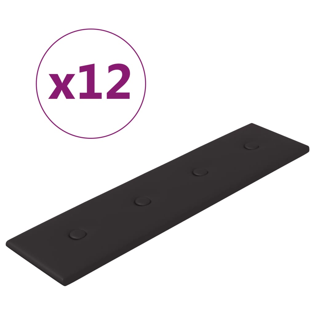Wandpanelen 1,08 M² Kunstleer 60 x 15 cm Zwart
