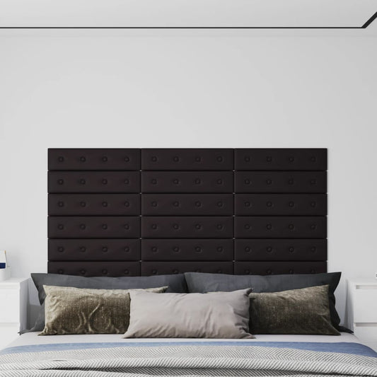 Wandpanelen 1,08 M² Kunstleer 60 x 15 cm Zwart
