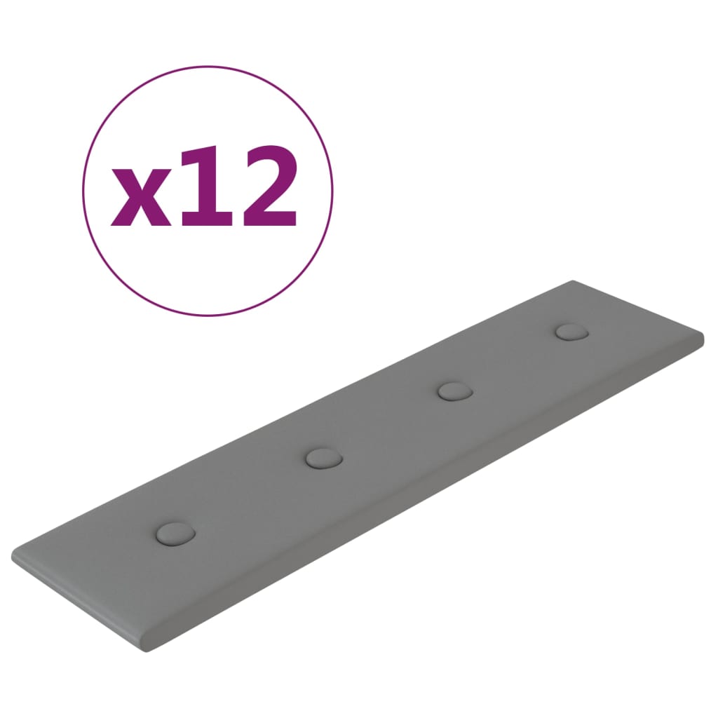 Wandpanelen 1,08 M² Kunstleer 60 x 15 cm Grijs
