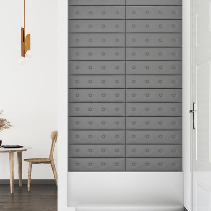 Wandpanelen 1,08 M² Kunstleer 60 x 15 cm Grijs
