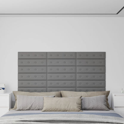 Wandpanelen 1,08 M² Kunstleer 60 x 15 cm Grijs