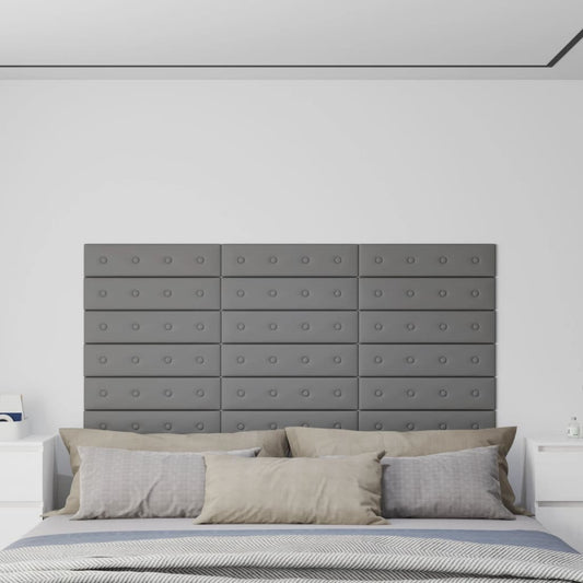 Wandpanelen 1,08 M² Kunstleer 60 x 15 cm Grijs