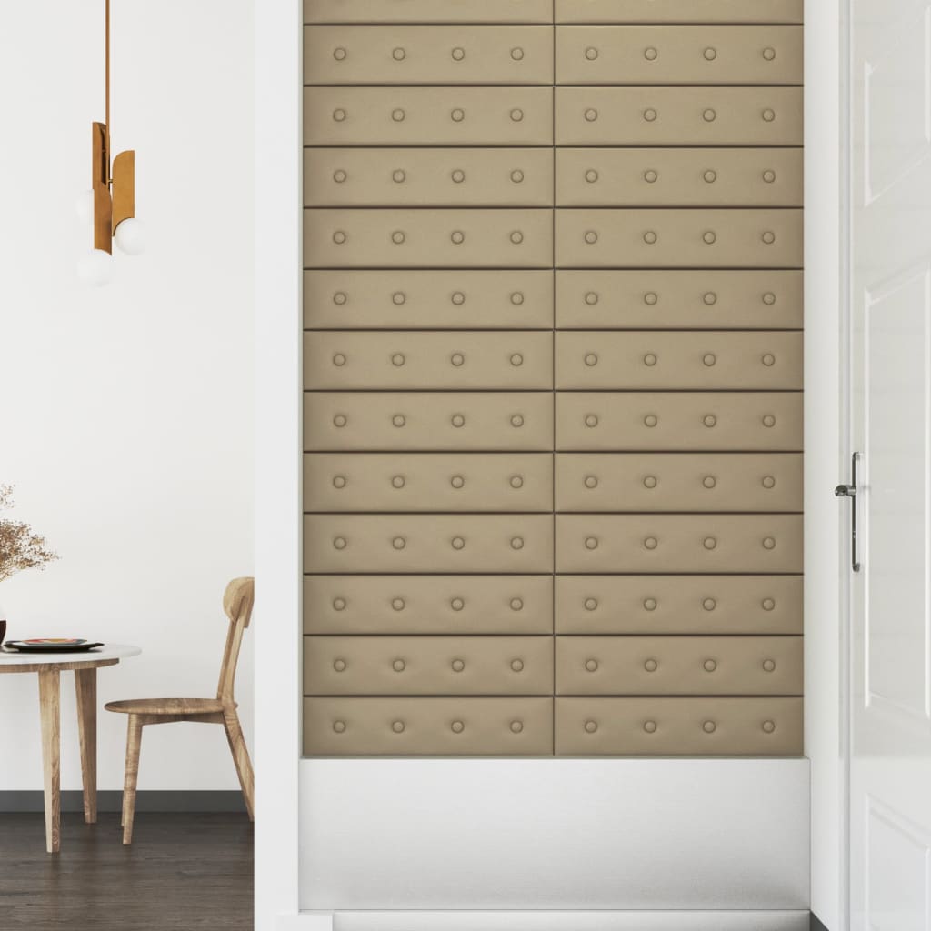Wandpanelen 1,08 M² Kunstleer Kleurig 60 x 15 cm Cappuccino