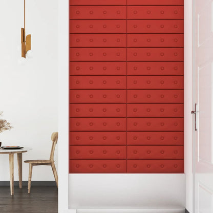 Wandpanelen 1,08 M² Kunstleer 60 x 15 cm Wijnrood