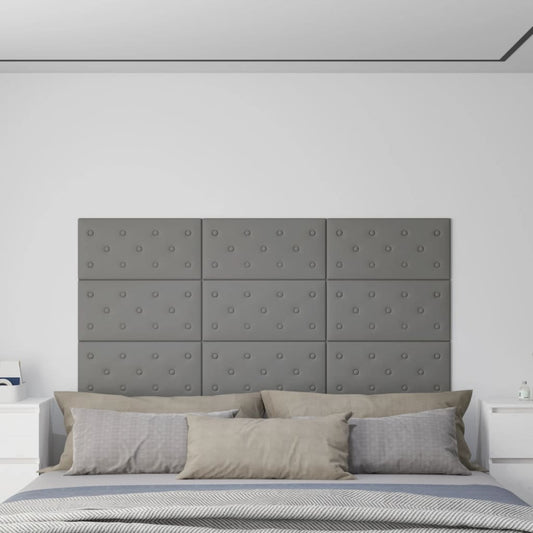 Wandpanelen 2,16 M² Kunstleer 60 x 30 cm Grijs