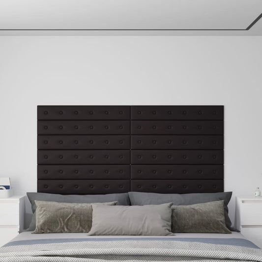 Wandpanelen 1,62 M² Kunstleer 90 x 15 cm Zwart