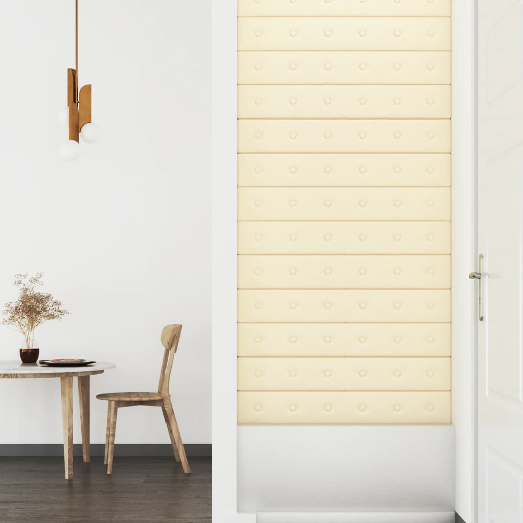 Wandpanelen 1,62 M² Kunstleer Kleurig 90 x 15 cm Crème