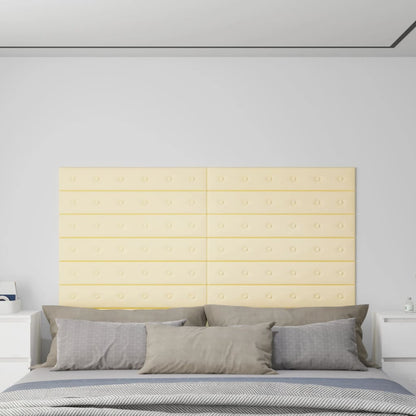 Wandpanelen 1,62 M² Kunstleer Kleurig 90 x 15 cm Crème
