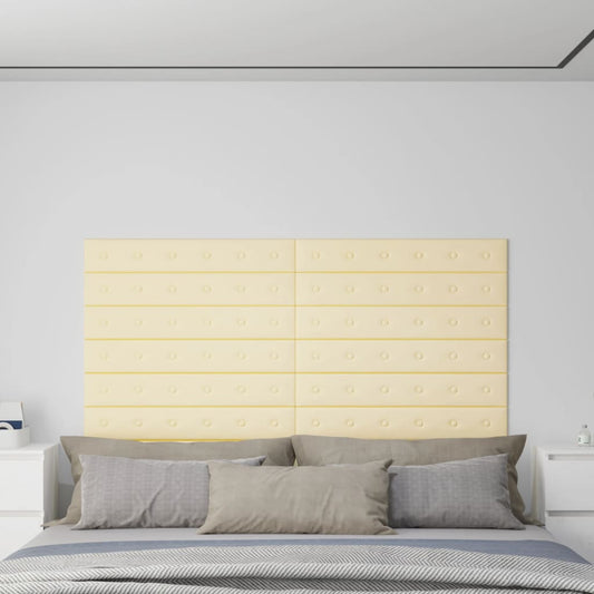 Wandpanelen 1,62 M² Kunstleer Kleurig 90 x 15 cm Crème