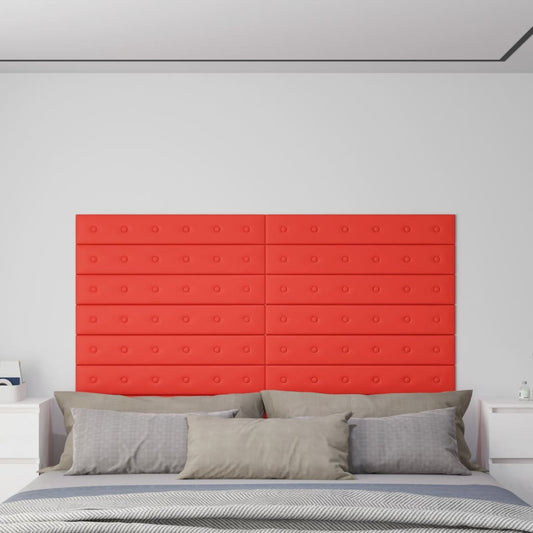 Wandpanelen 1,62 M² Kunstleer 90 x 15 cm Rood