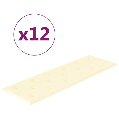 Wandpanelen 3,24 M² Kunstleer Kleurig 90 x 30 cm Crème