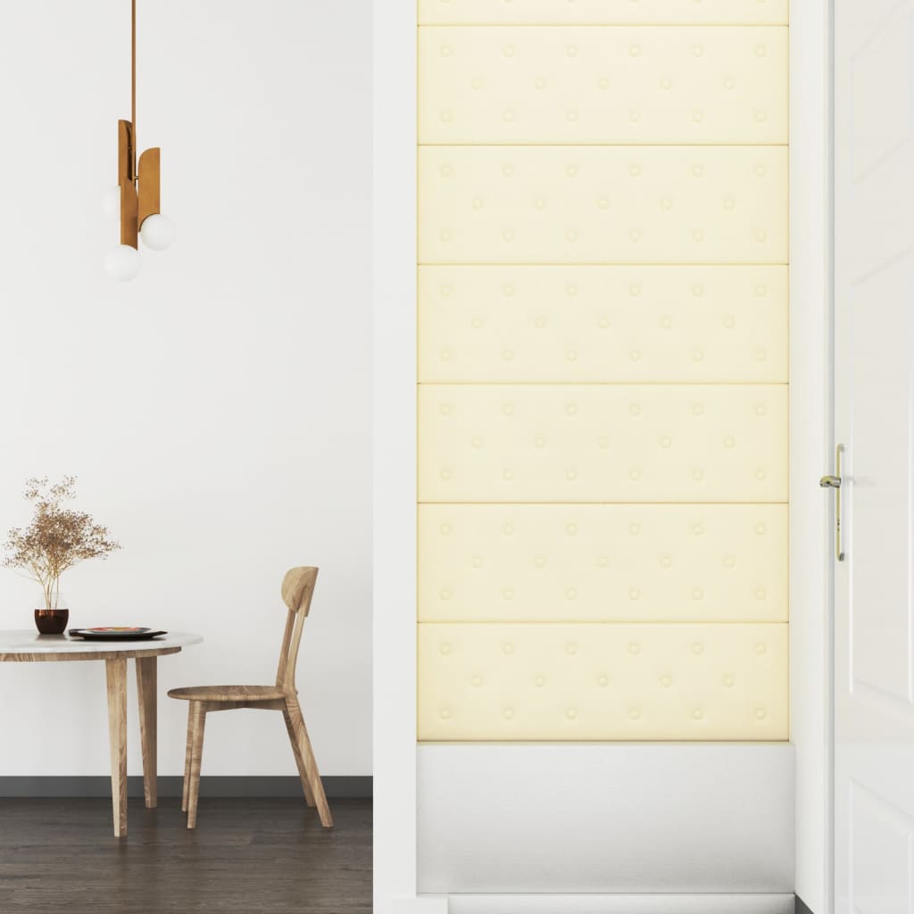Wandpanelen 3,24 M² Kunstleer Kleurig 90 x 30 cm Crème