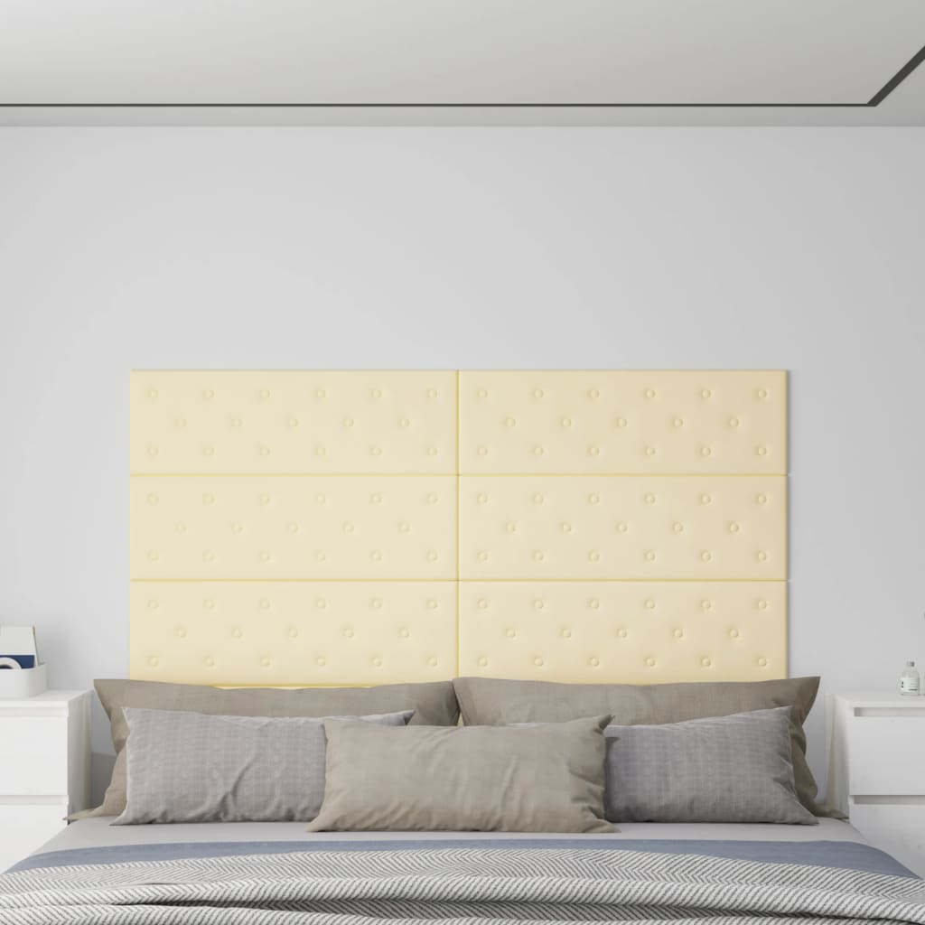 Wandpanelen 3,24 M² Kunstleer Kleurig 90 x 30 cm Crème