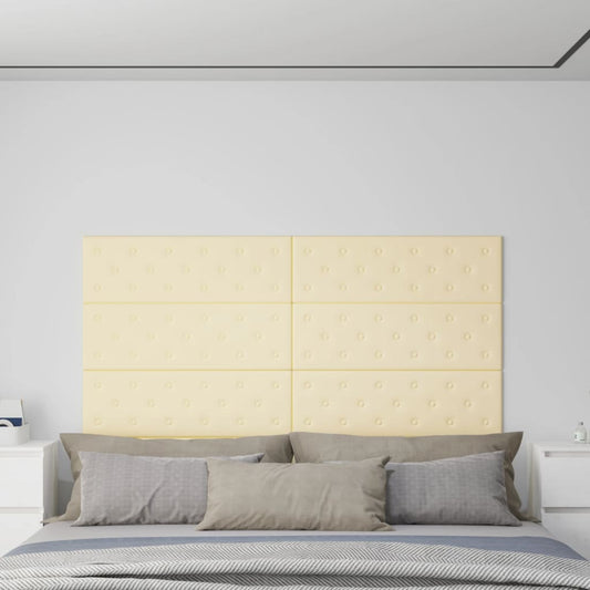 Wandpanelen 3,24 M² Kunstleer Kleurig 90 x 30 cm Crème