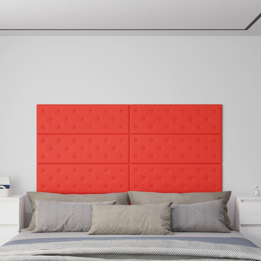Wandpanelen 3,24 M² Kunstleer 90 x 30 cm Rood