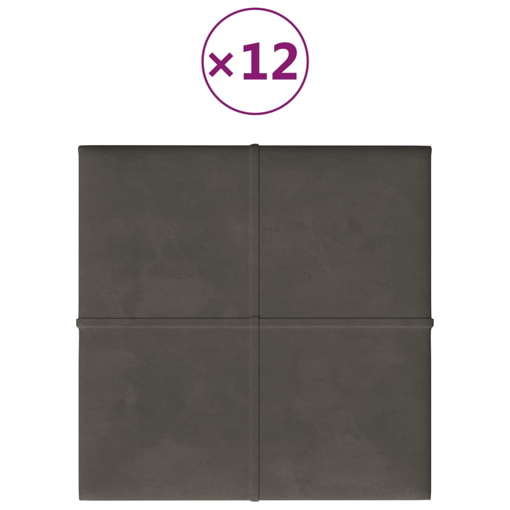 Wandpanelen 1,08 M² Fluweel 30 x 30 cm Donkergrijs