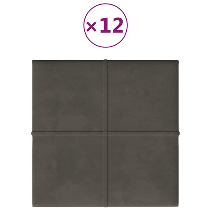 Wandpanelen 1,08 M² Fluweel 30 x 30 cm Donkergrijs