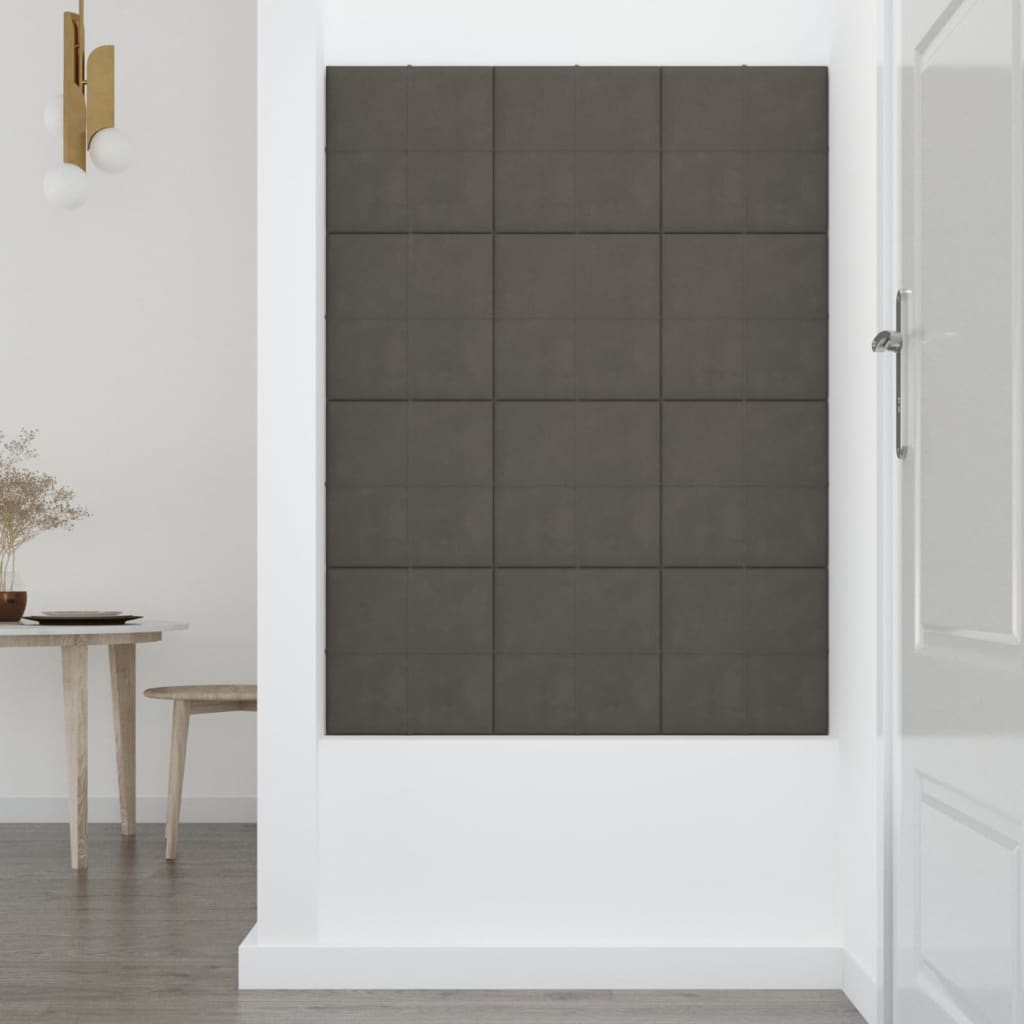 Wandpanelen 1,08 M² Fluweel 30 x 30 cm Donkergrijs
