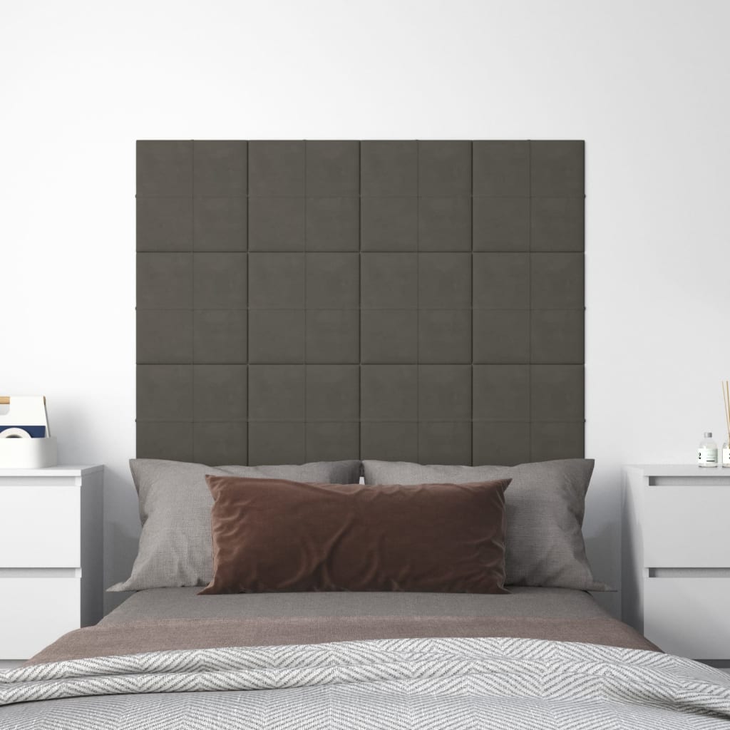 Wandpanelen 1,08 M² Fluweel 30 x 30 cm Donkergrijs