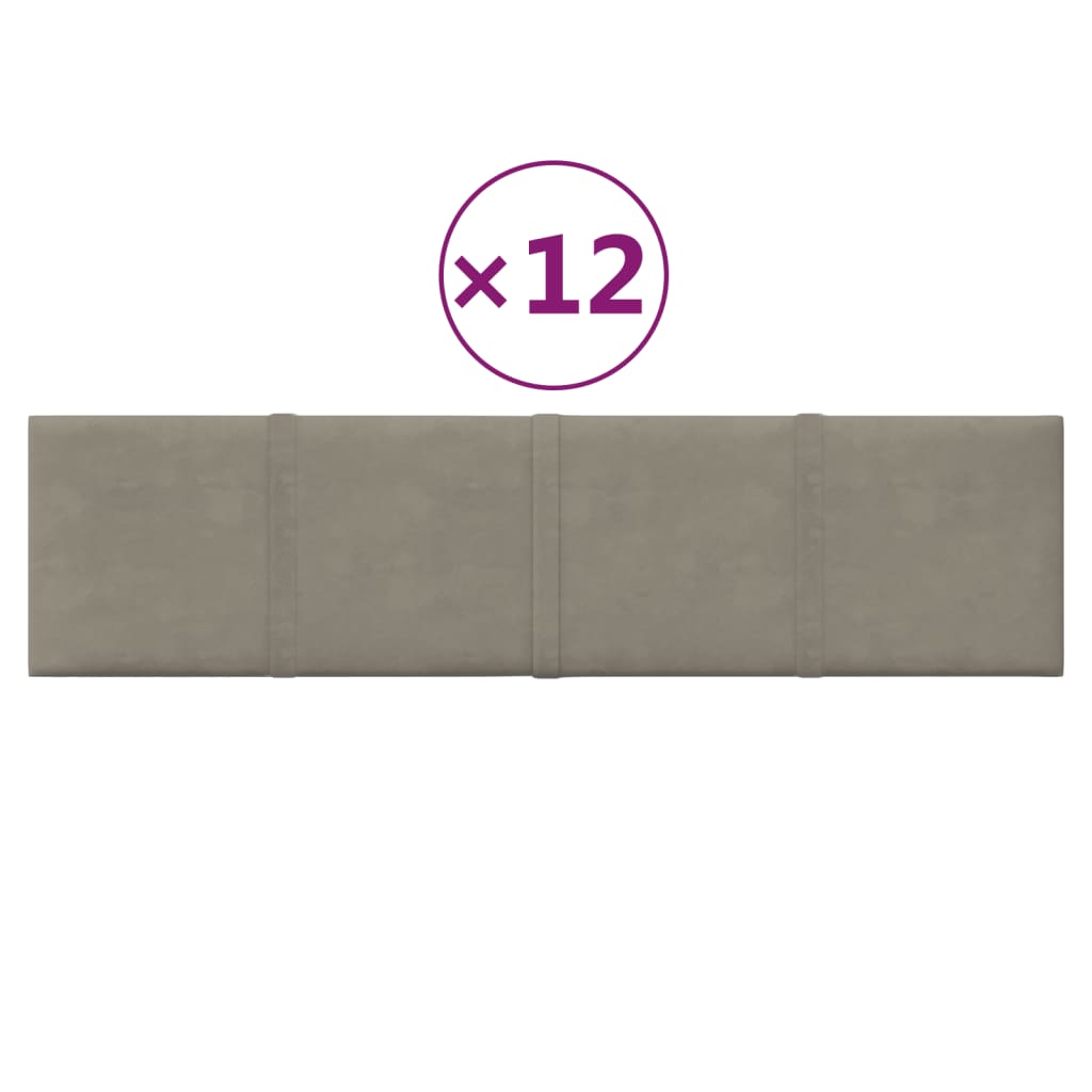 Wandpanelen 1,08 M² Fluweel 60 x 15 cm Lichtgrijs