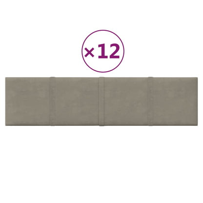 Wandpanelen 1,08 M² Fluweel 60 x 15 cm Lichtgrijs