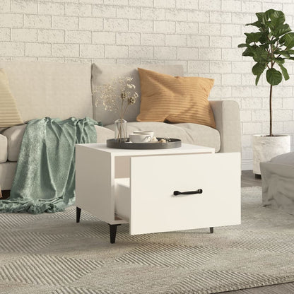Salontafel 2 st met metalen poten 50x50x40 cm wit