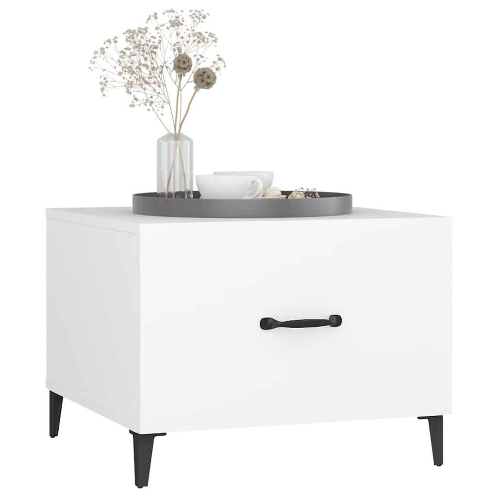 Salontafel 2 st met metalen poten 50x50x40 cm wit