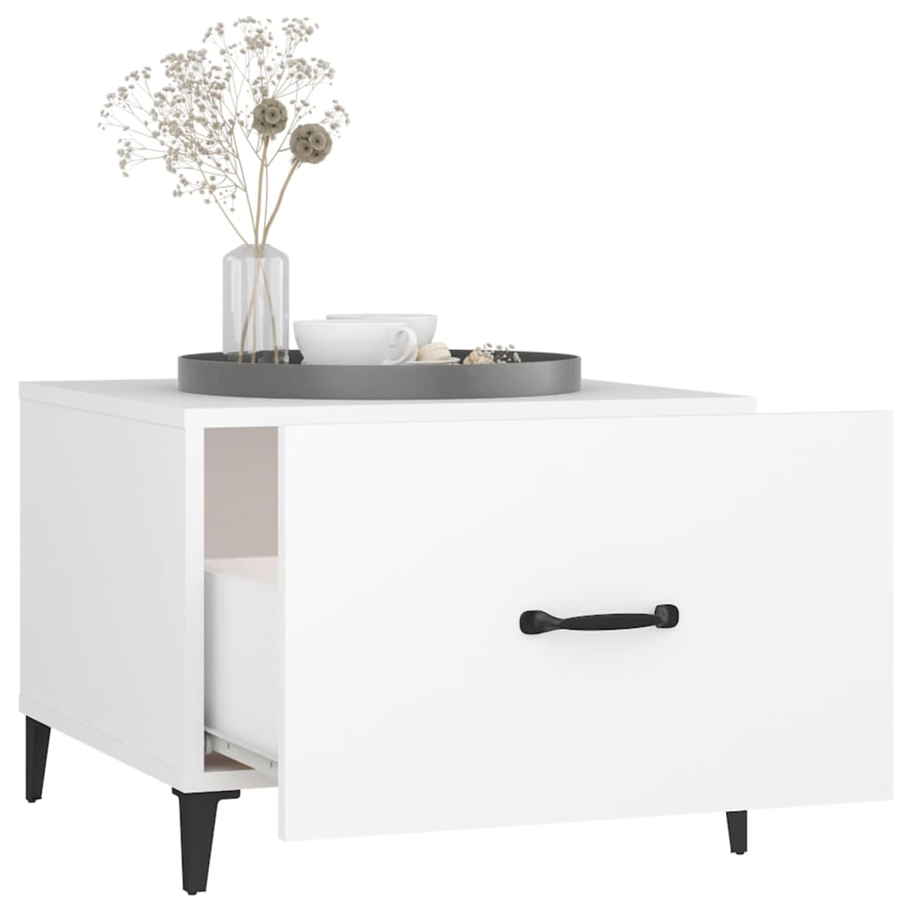 Salontafel 2 st met metalen poten 50x50x40 cm wit