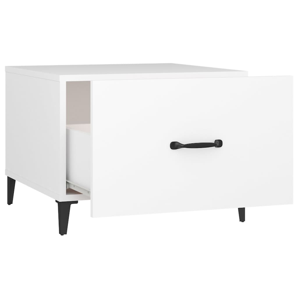 Salontafel 2 st met metalen poten 50x50x40 cm wit