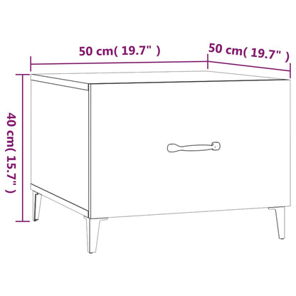 Salontafel 2 st met metalen poten 50x50x40 cm wit