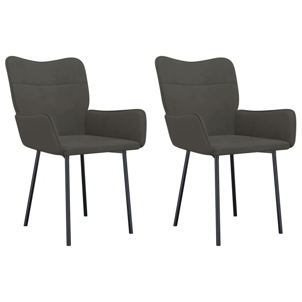 Eetkamerstoelen 2 st fluweel donkergrijs