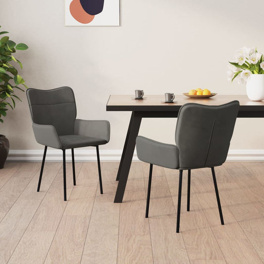 Eetkamerstoelen 2 st fluweel donkergrijs