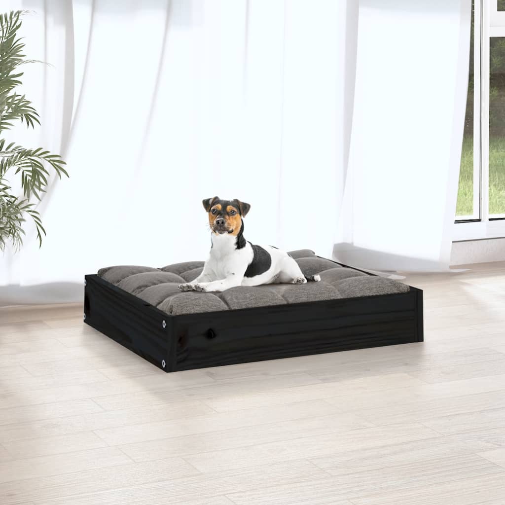 Hondenmand 51,5X44X9 Cm Massief Grenenhout 51.5 x 44 x 9 cm Zwart