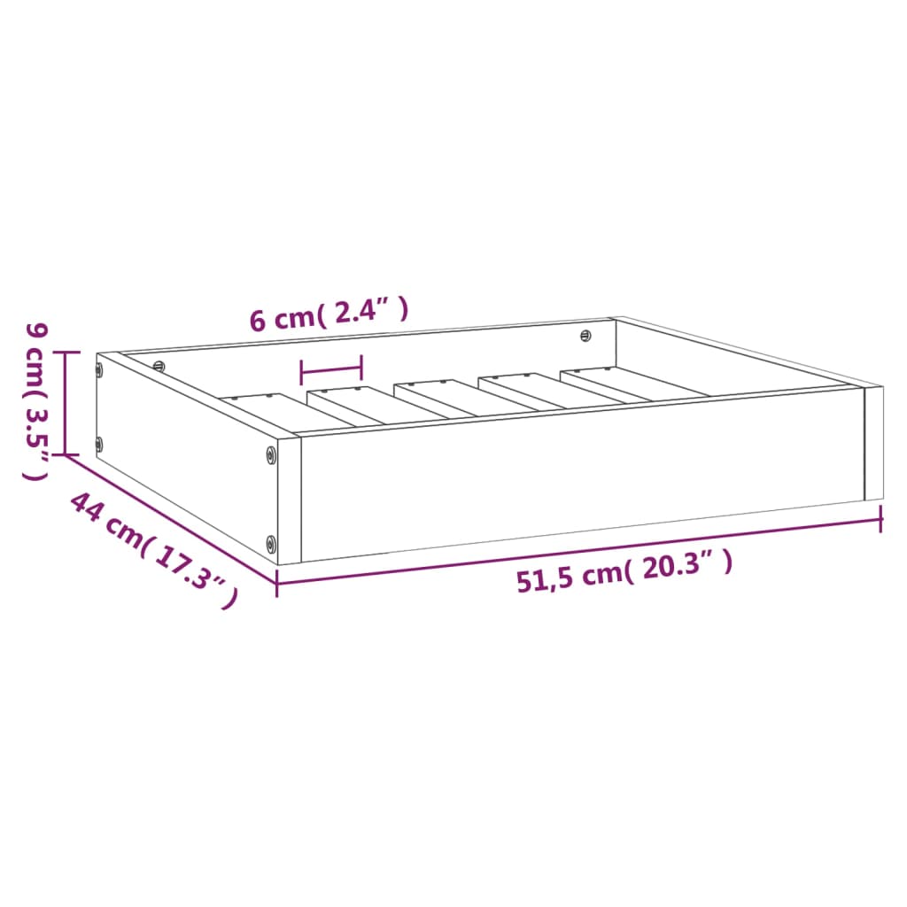 Hondenmand 51,5X44X9 Cm Massief Grenenhout 51.5 x 44 x 9 cm Zwart