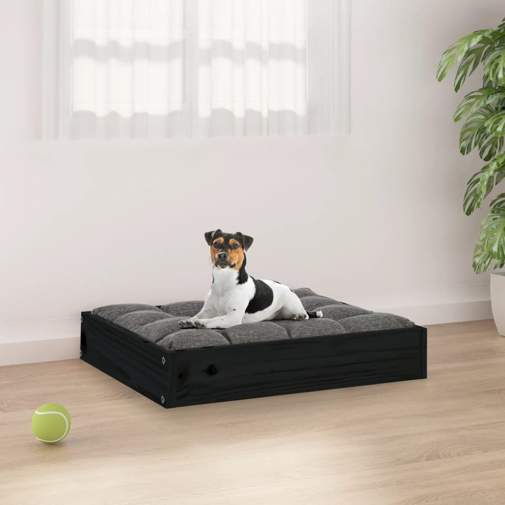 Hondenmand 51,5X44X9 Cm Massief Grenenhout 51.5 x 44 x 9 cm Zwart