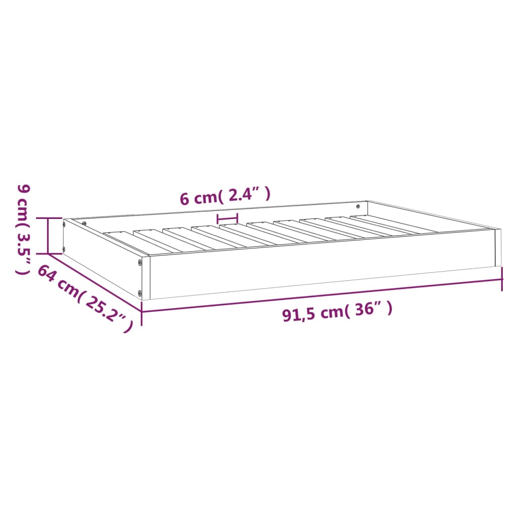 Hondenmand 91,5X64X9 Cm Massief Grenenhout 91.5 x 64 x 9 cm Honingbruin