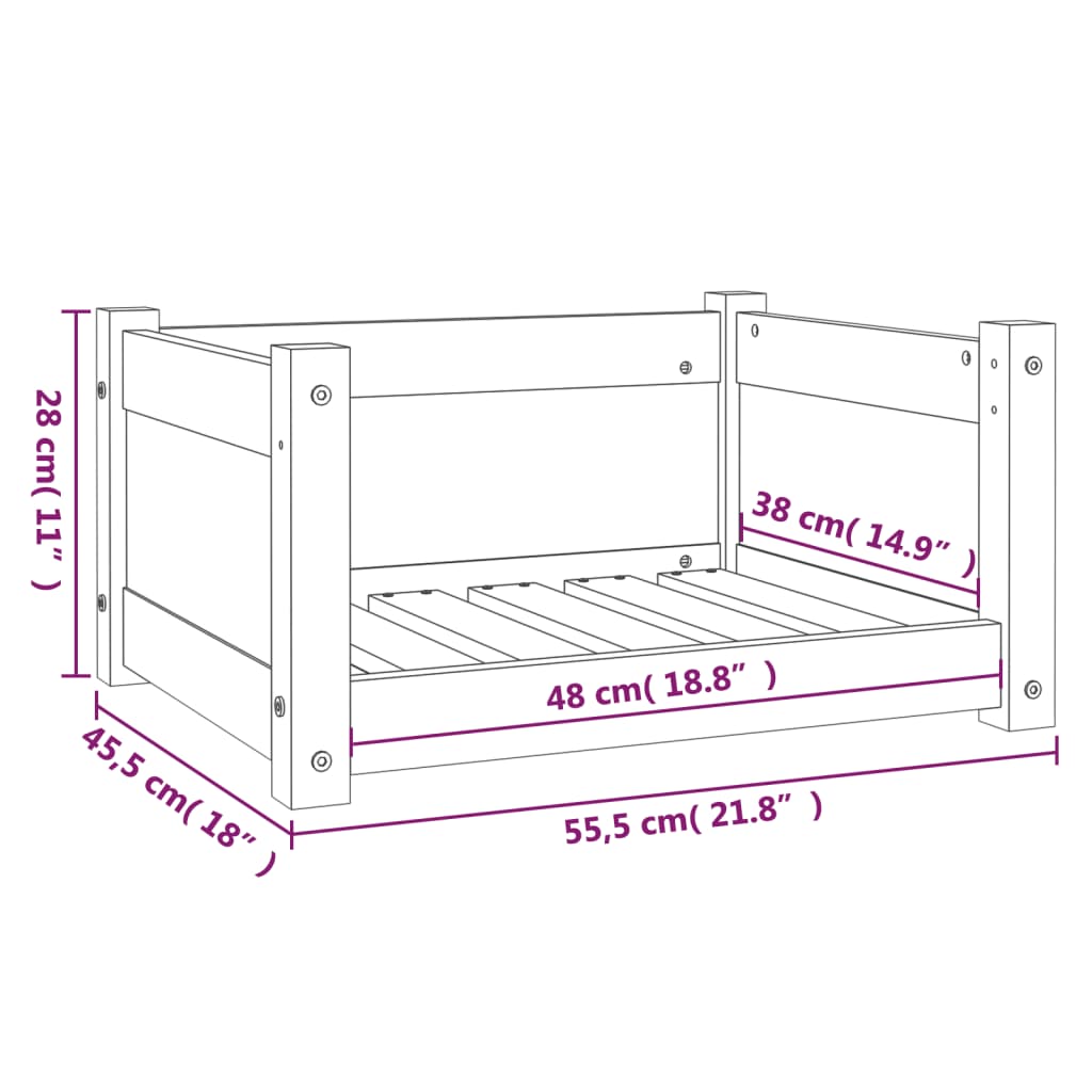 Hondenmand 55,5X45,5X28 Cm Massief Grenenhout 55.5 x 45.5 x 28 cm Naturel