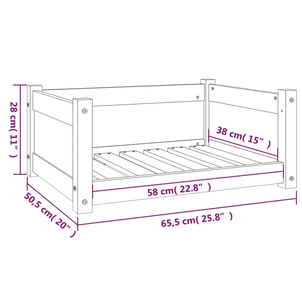 Hondenmand 65,5X50,5X28 Cm Massief Grenenhout 65.5 x 50.5 x 28 cm Wit