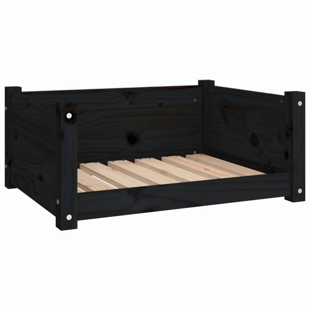 Hondenmand 65,5X50,5X28 Cm Massief Grenenhout 65.5 x 50.5 x 28 cm Zwart