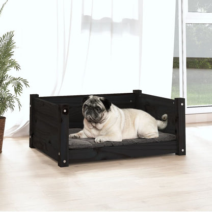 Hondenmand 65,5X50,5X28 Cm Massief Grenenhout 65.5 x 50.5 x 28 cm Zwart