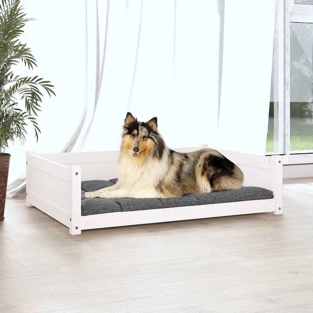 Hondenmand 95,5X65,5X28 Cm Massief Grenenhout 95.5 x 65.5 x 28 cm Wit