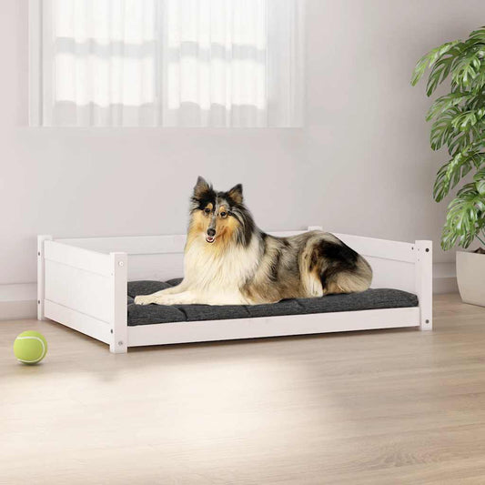 Hondenmand 95,5X65,5X28 Cm Massief Grenenhout 95.5 x 65.5 x 28 cm Wit