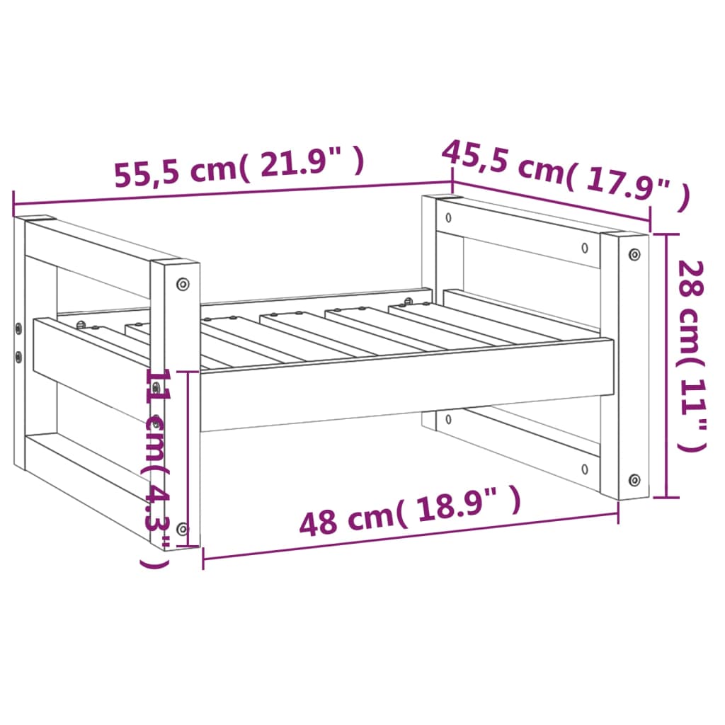 Hondenmand 55,5X45,5X28 Cm Massief Grenenhout 55.5 x 45.5 x 28 cm Wit