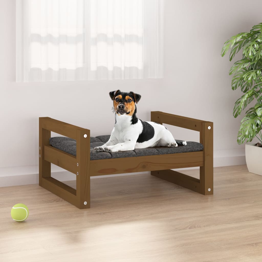 Hondenmand 55,5X45,5X28 Cm Massief Grenenhout 55.5 x 45.5 x 28 cm Honingbruin