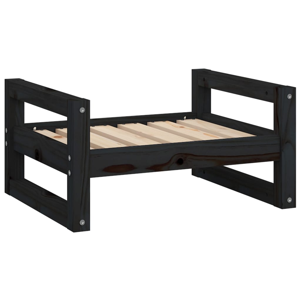 Hondenmand 55,5X45,5X28 Cm Massief Grenenhout 55.5 x 45.5 x 28 cm Zwart