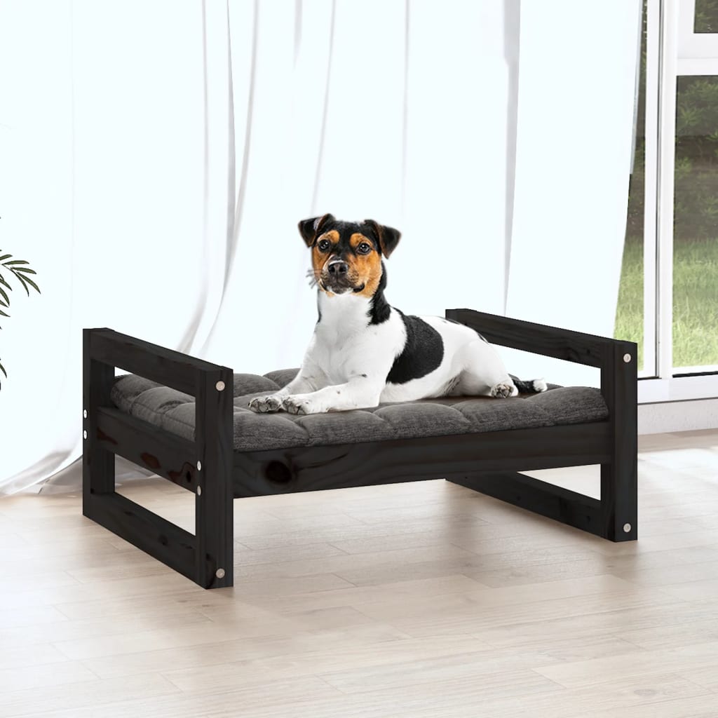 Hondenmand 55,5X45,5X28 Cm Massief Grenenhout 55.5 x 45.5 x 28 cm Zwart