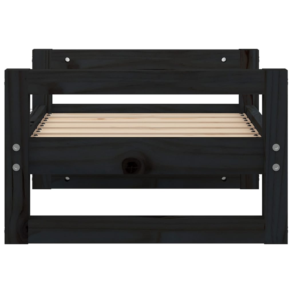 Hondenmand 55,5X45,5X28 Cm Massief Grenenhout 55.5 x 45.5 x 28 cm Zwart