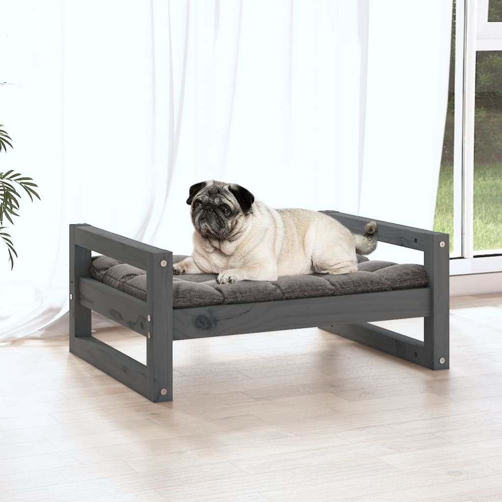 Hondenmand 65,5X50,5X28 Cm Massief Grenenhout 65.5 x 50.5 x 28 cm Grijs