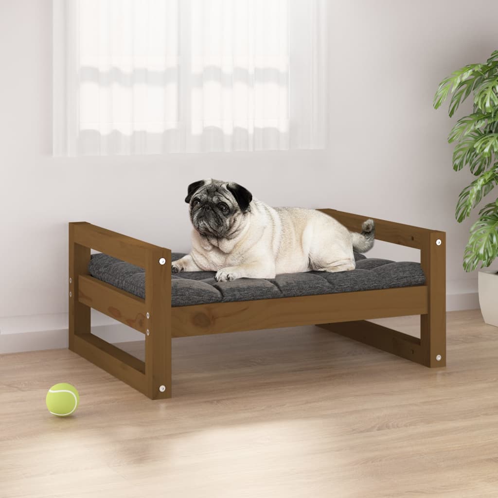 Hondenmand 65,5X50,5X28 Cm Massief Grenenhout 65.5 x 50.5 x 28 cm Honingbruin